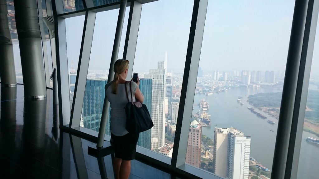 Lauren Higgins looking at Ho Chi Minh City from The Saigon Skydeck, Vietnam
