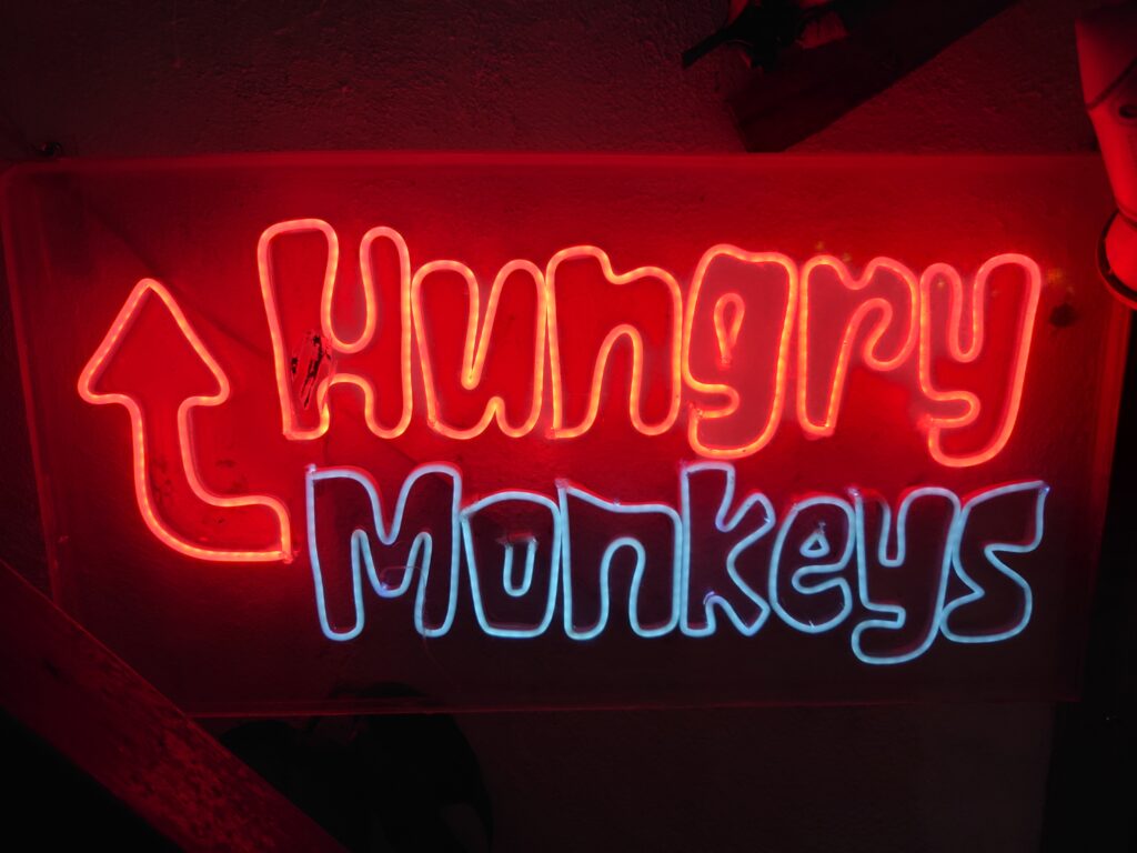 Neon Hungry Monkey's Sign