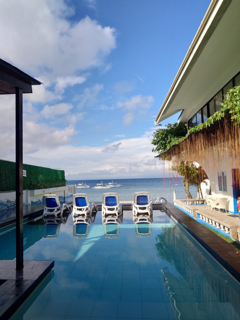 Pool and seaview at Pescadores suites in Moalboal, Cebu, Philippines
