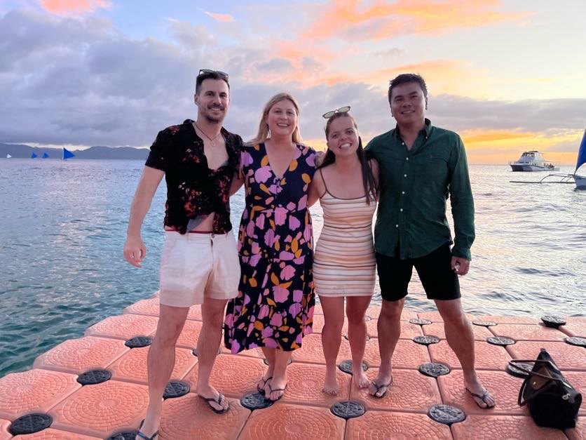 Rhys Sain, Lauren Higgins, Taylor Shepherd, Jerico Reyes at Boracay, Philippines