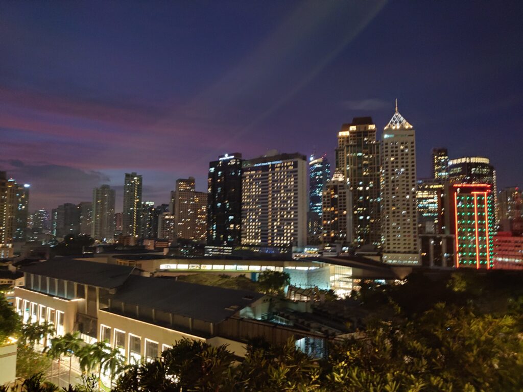 View from the rooftop bar at Raffles Hotel, Manila