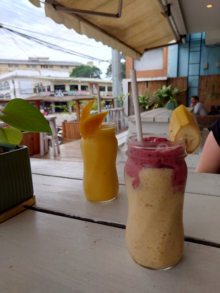 Smoothies for breakfast at Shaka, in Panglao, Bohol, Philippines