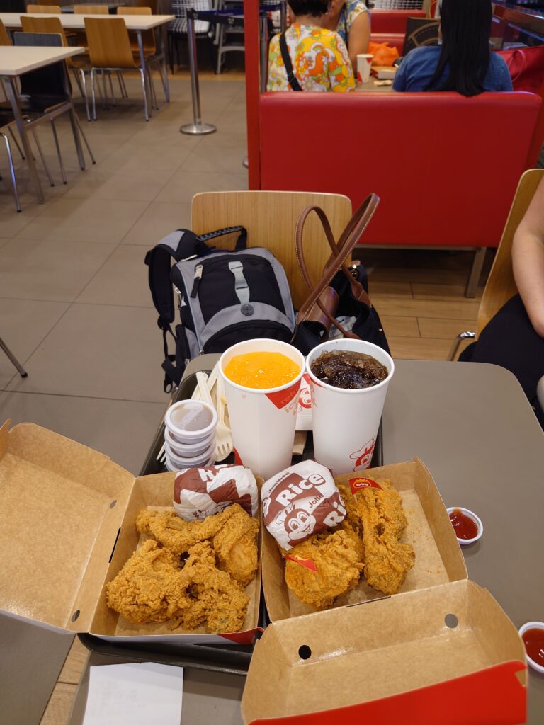 Jolibee for lunch at Mactan Airport, Cebu, Philippines