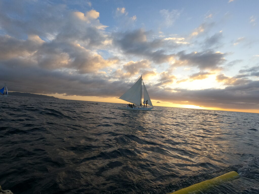 Sunset sailing in Boracay in the Philippines