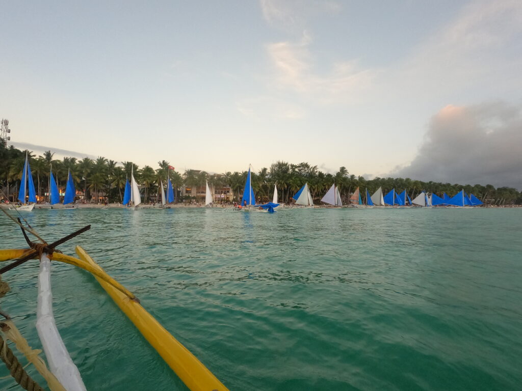 Sunset sailing in Boracay in the Philippines