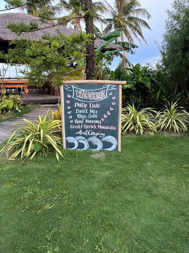 Welcome sign at Romatic Beach Villas, General Luna, Siargao, Philippines
