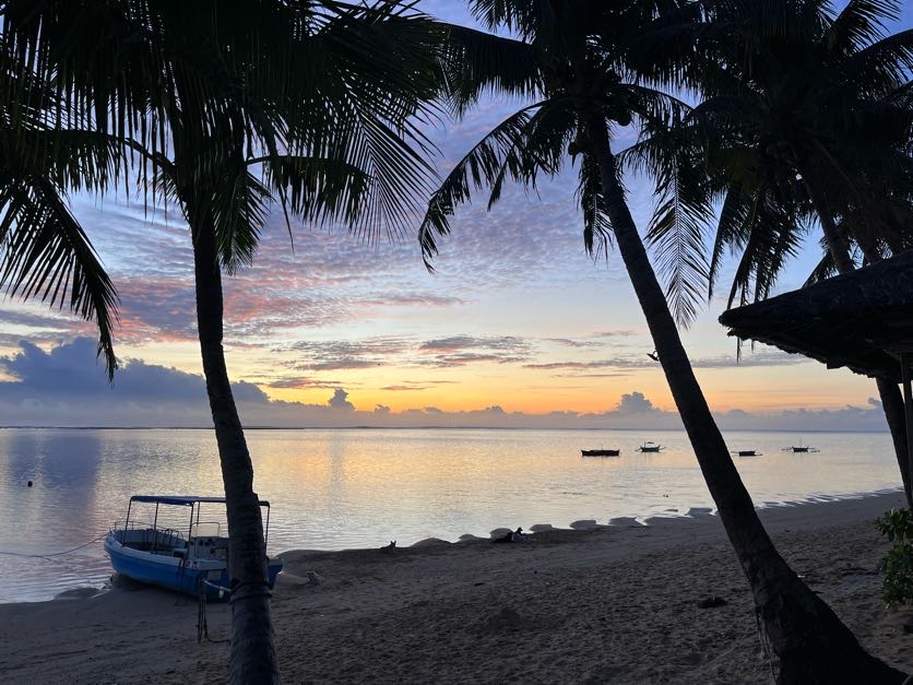 Sunrise at Romantic Beach Villas in General Luna, Siargao, Philippines