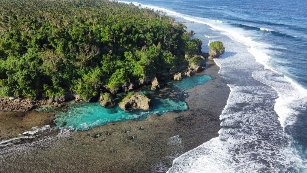 Aerial View of Magpupungko Rock Pools In Siargao, Philippines